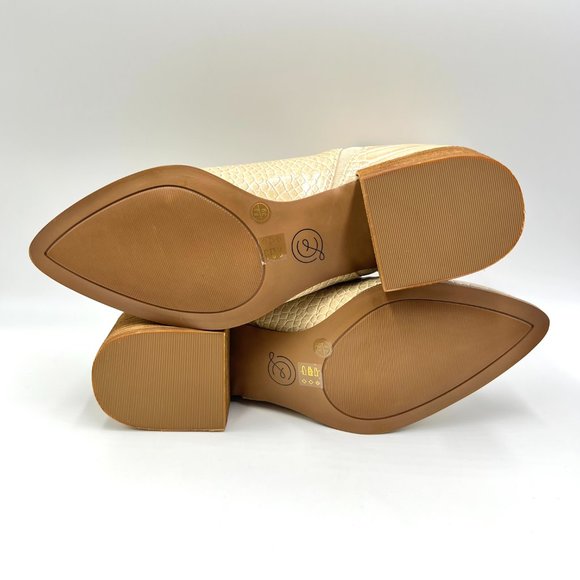 Chinese Laundry Womens Size 8.5 Beige Tan Cream Faux Vegan Leather Croc Boots - Picture 9 of 14